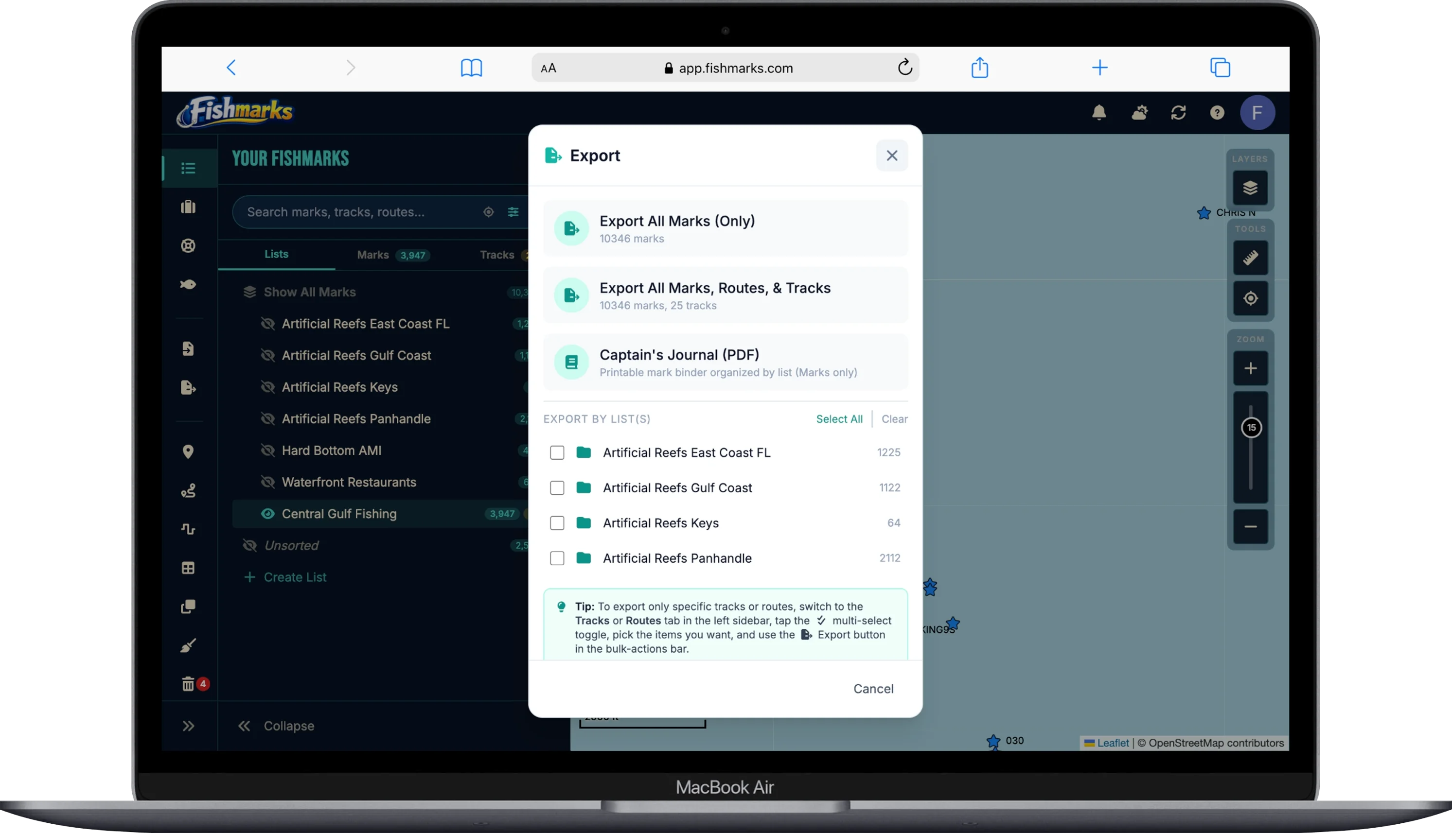 FISHMARKS app screenshot