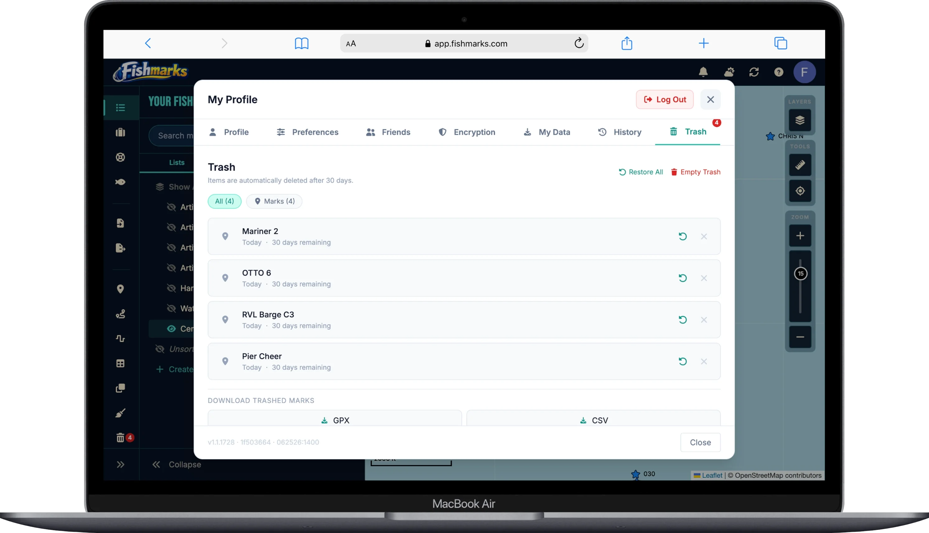 FISHMARKS app screenshot